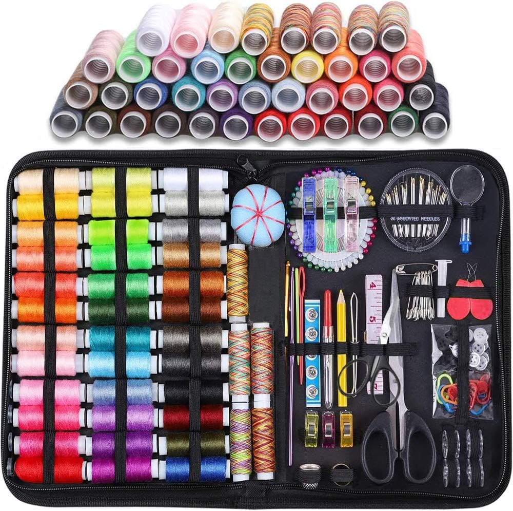 Angju Large Sewing Kit, 206 Pcs Premium Sewing Supplies, Anti-Scratch Durable 600D Oxford Fabric Sewing Kits for Adults, Sewing Kits Set Suitable for Traveller, Emergency, Beginner, Kids, Home and DIY