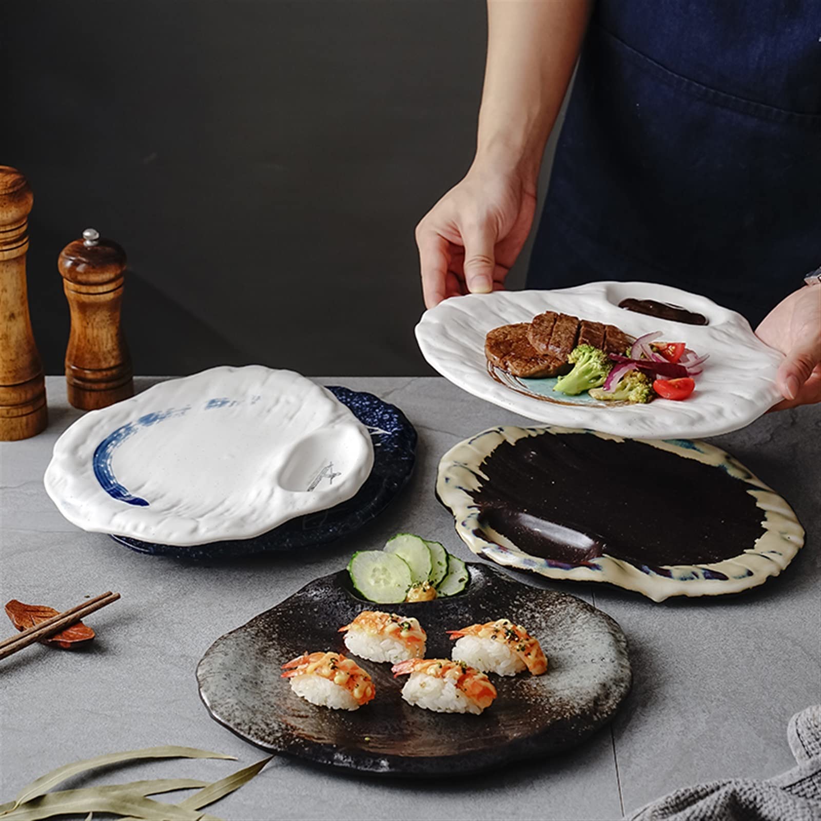 Lot de 2 assiettes à dîner en céramique