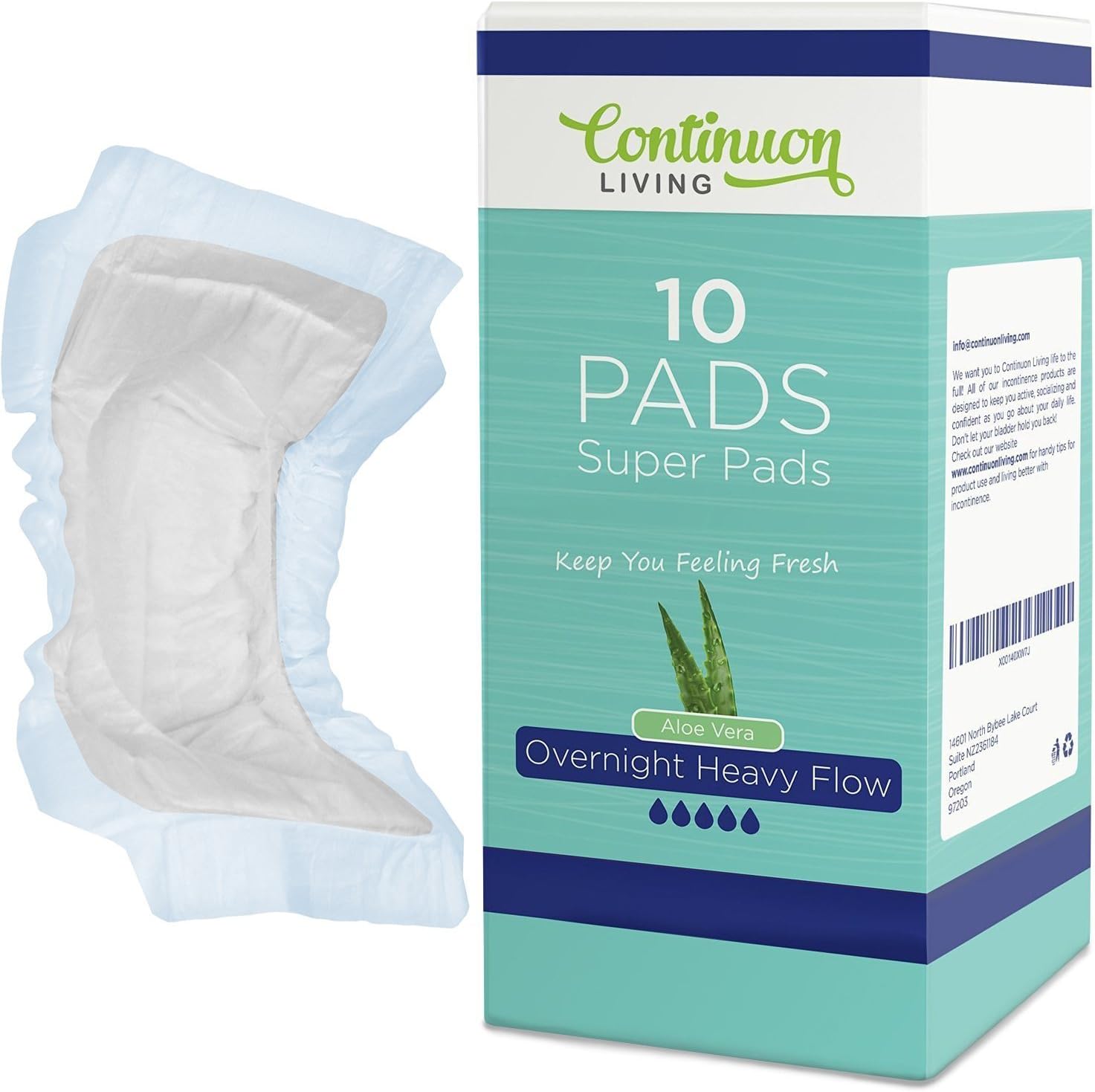 Continuon Incontinence Liner XL Pads With Wings (10 Pack) Absorbs 500ml, Daytime or Overnight Aids for Men and Women, Discrete and Secure