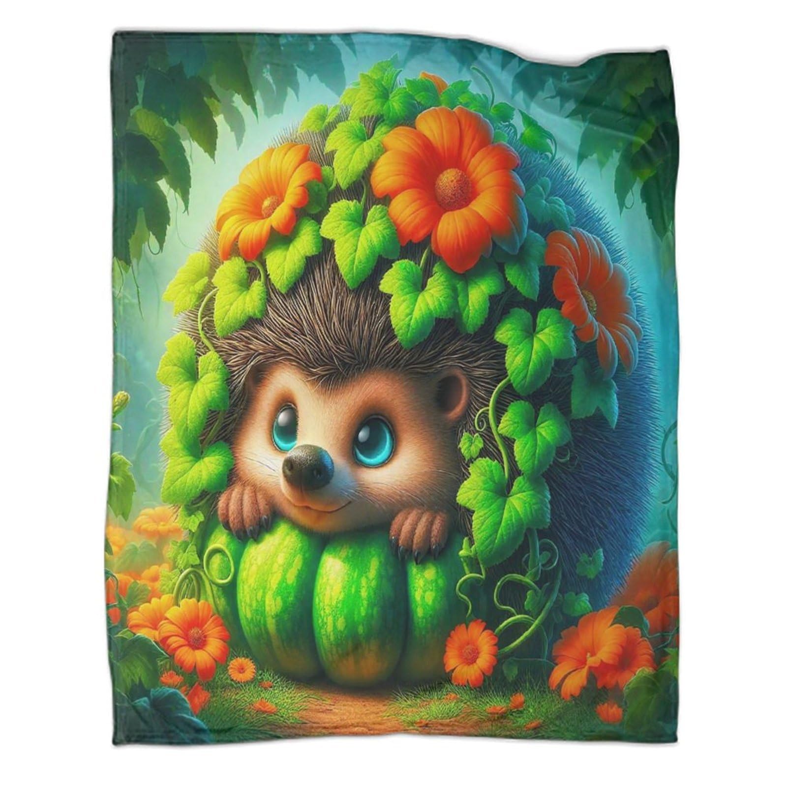 Couverture flanelle hérisson pour camping et voyage en famille douce 100x130