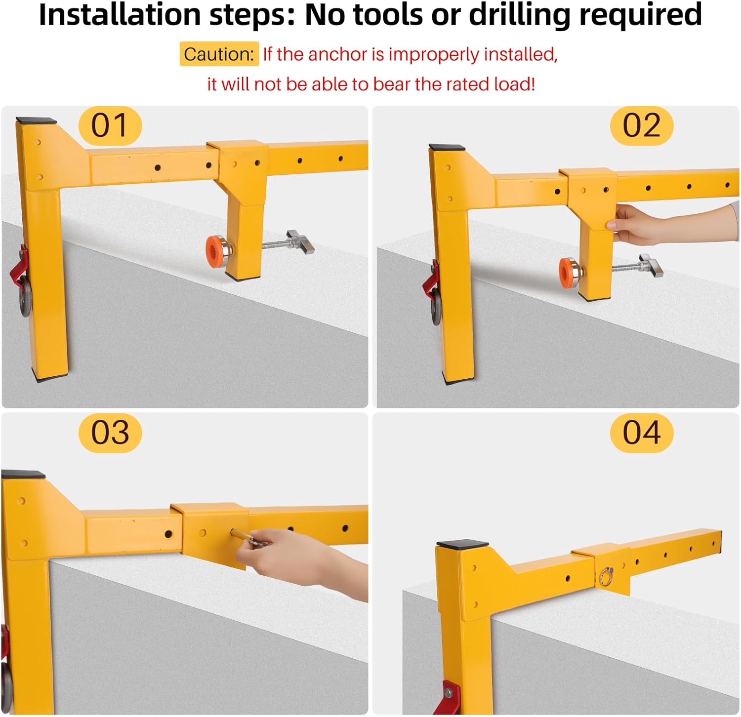 Frontline Parapet Adjustable Non-Penetrating Anchor, Reusable Fall Arrest Anchorage Clamp For Temporary Use, Fits Parapet Walls ≤133.86", Lightweight Portable High-Strength Design