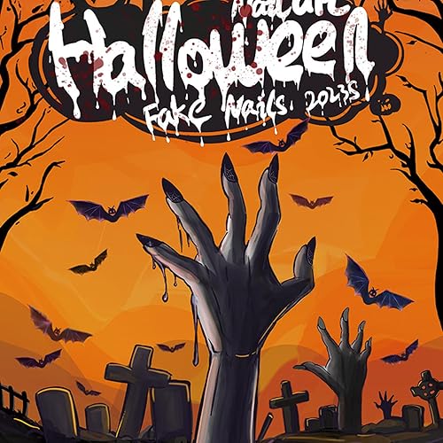 Miniatura 4 de 24 uñas postizas de Halloween con diseño de arañas y calavera, cobertura completa, con diseño de ataúd, uñas postizas largas