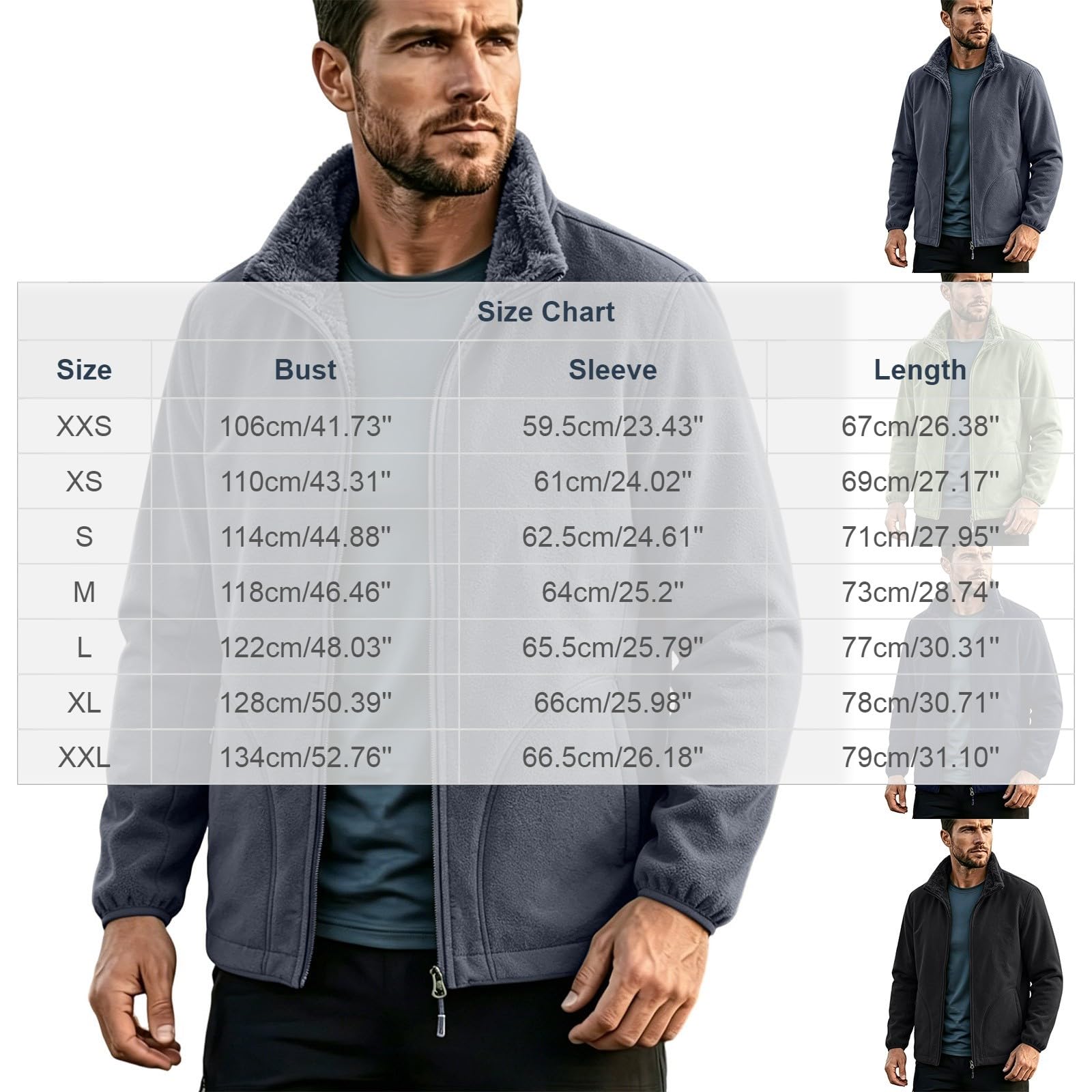 Fleecejacke Herren Thermo Winterjacke Warm Teddyfleece Strickfleecejacke Dicke Fleece Thermojacke Doppelseitiger Samt Plüschjacke Sherpa Gefüttert Teddyjacke Regular Fit Fleecepullover XXS-XXL