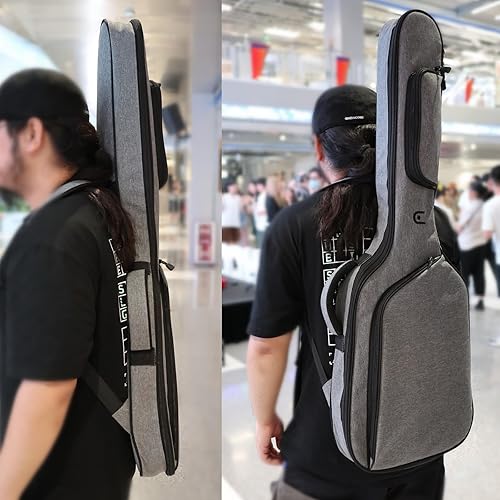 Miniatura 6 de Bolsa de guitarra eléctrica de 39 pulgadas, funda de guitarra de 0.472 in, delgada, suave, ligera, con bolsillos, correas ajustables