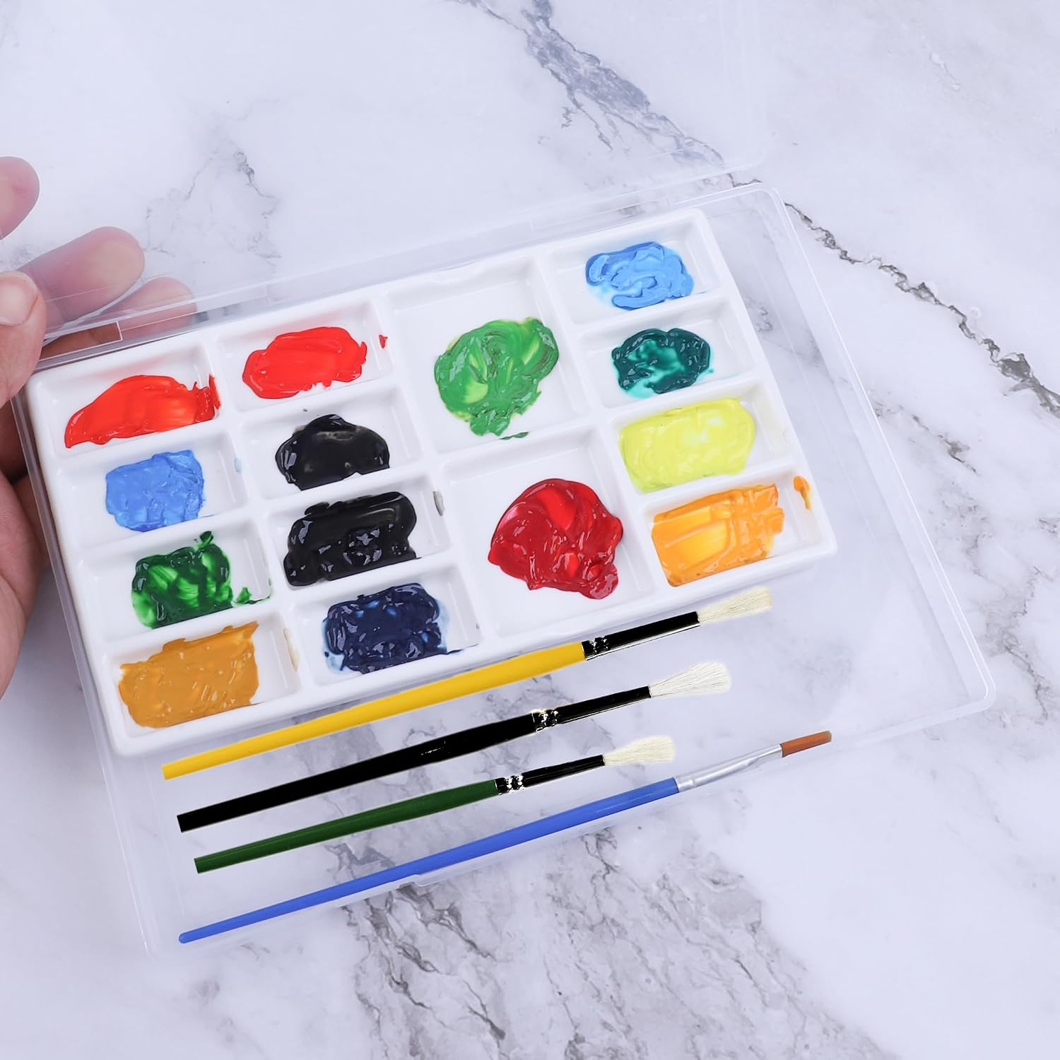 14 Wells Ceramic Artist Paint Palette, Travel Watercolor Palette - Compact and Durable Wet Palette for Travel,On-site Sketching and Painting