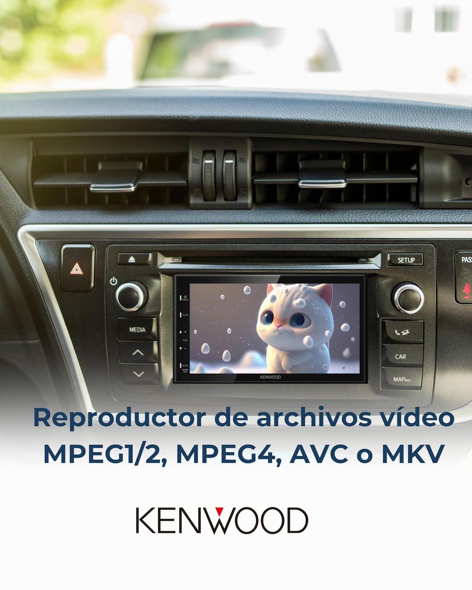 Kenwood DMX129BT - Receptor Multimedia Digital, Pantalla de 6.8 Pulgadas, Bluetooth, USB, Entrada AV, estéreo para Coche | Receptor multimedia 2 DIN con manos libres y entrada AV - Sonido claro y control táctil
