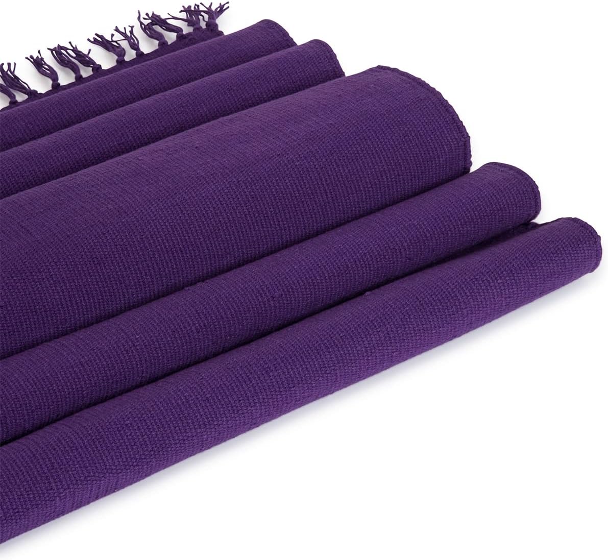 Yoga Studio Organic Mat - 196cm x 70cm Purple Cotton Rug With Tassels for Meditation Relaxation, and Hot Yoga - Image 4