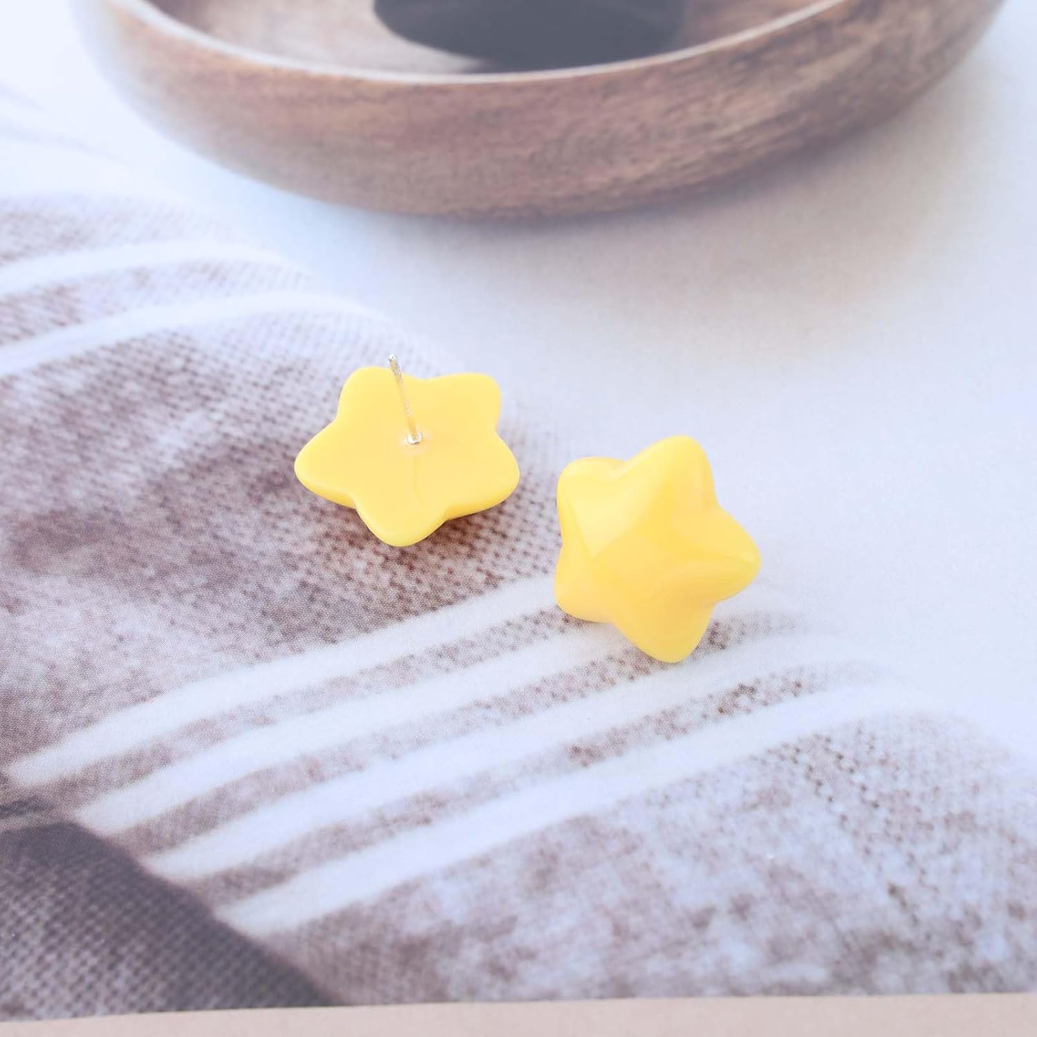 Vintage Acrylic Star Stud Earrings Puffed Star Earrings Blue Chunky Star Earrings Resin Star Earrings Jewelry for Women - Image 4
