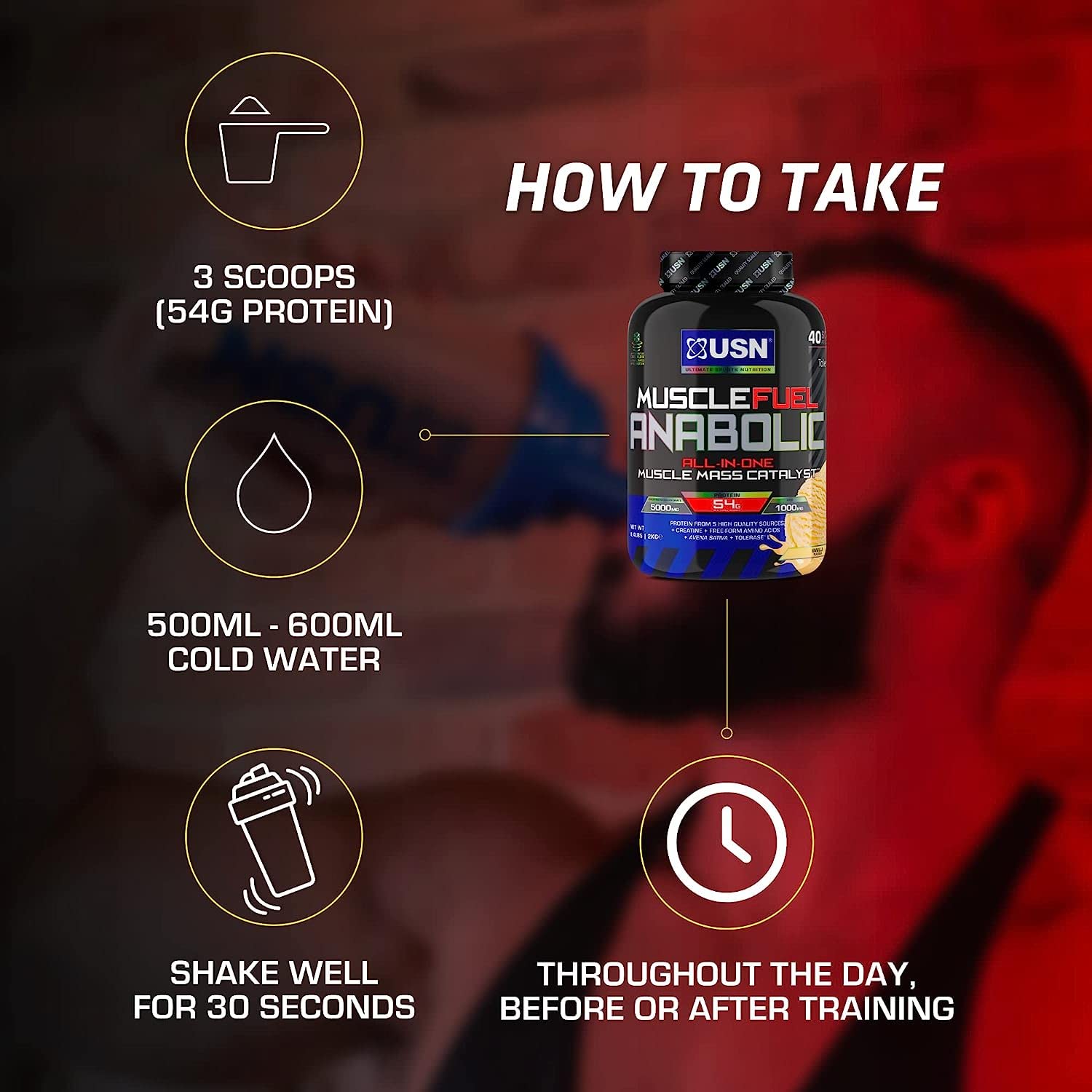 USN 2 kg Muscle Fuel Anabolic Shake – Erdbeere