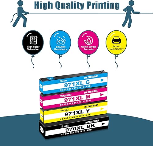 Miniatura 2 de Cartucho de tinta compatible 970 971XL Combo Pack de repuesto para HP Ink 970 y 971 Cartucho para Officejet Pro X576dw X451dn X451dw X476dw X476dn