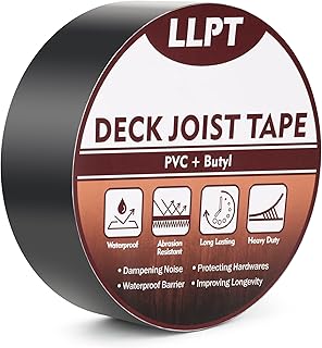 LLPT Joist Tape for Decking | Beam Joist Protection Flashing Tape | Heavy Duty Waterproof Butyl Sealant | for Wood Decks Roof Building Joists Beams(JDT250P1) | 50mm x 15m