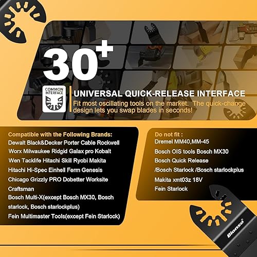 Miniatura 6 de Bionso 40 hojas de sierra oscilantes, kit multiherramienta premium para madera y metal, cuchillas de herramientas para Dewalt Worx Rockwell Wen