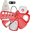 Pisol Kitchen Unique Gadgets Set 6 Pieces, Space Saving, Cheese Grater, Bottle Opener, Fruit Vegetable Peeler, Pizza Cutter, Garlic Ginger Grinder, Herb Stripper Gift Set