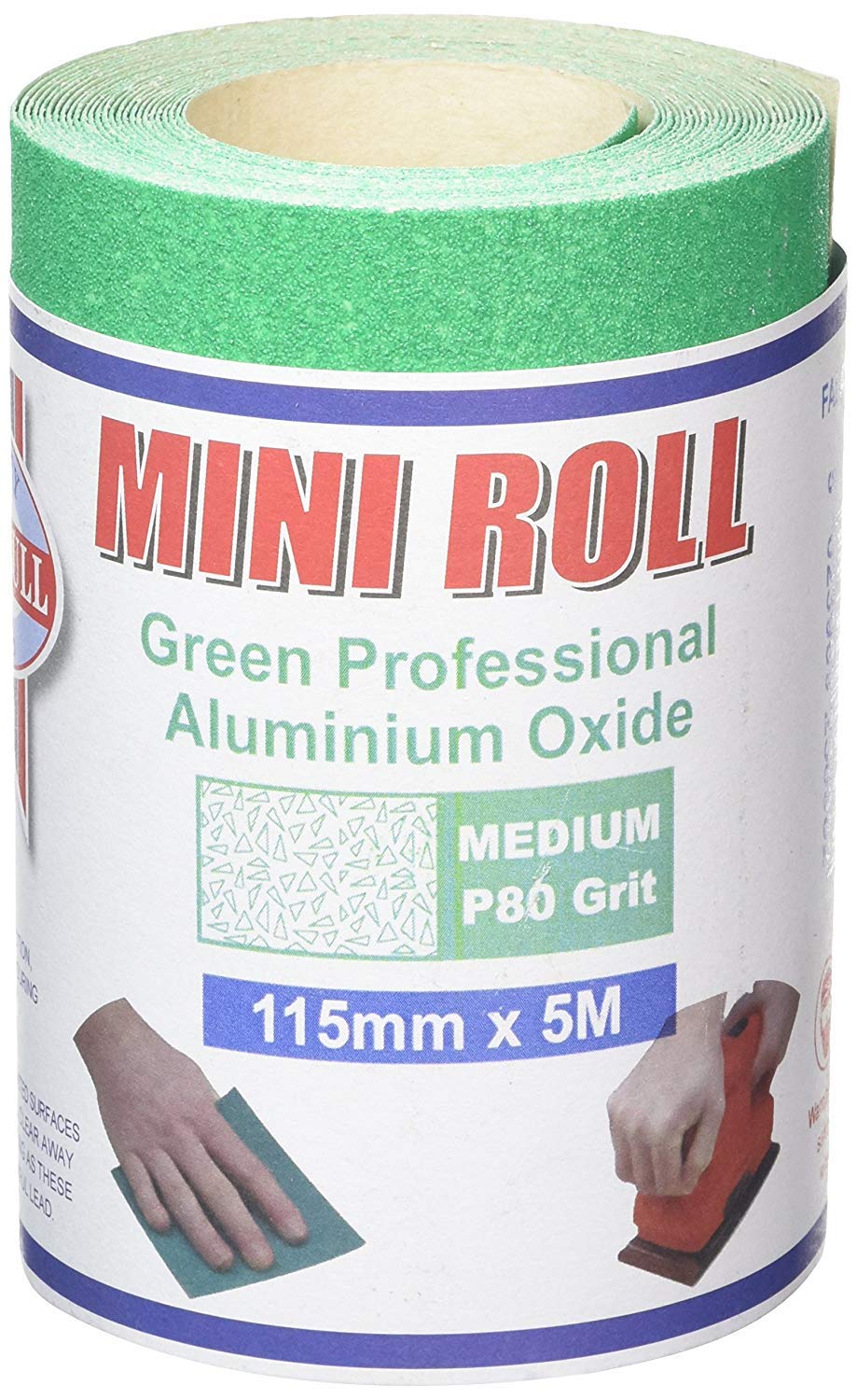 Faithfull Aluminium Oxide Sanding Paper Roll Green 115mm x 5m 80G