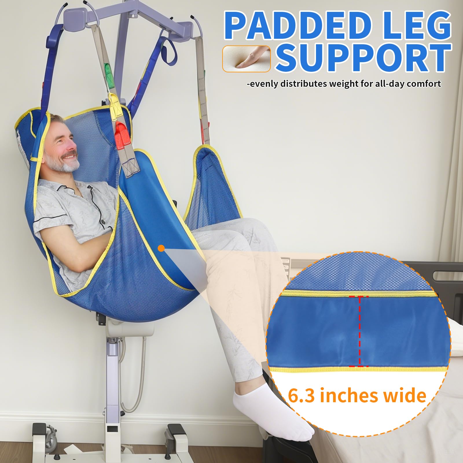 Eslinga universal de elevación de cuerpo completo para elevación de pacientes – Eslinga de transferencia de malla para ducha, eslinga de elevación bariátrica grande para ancianos y discapacitados