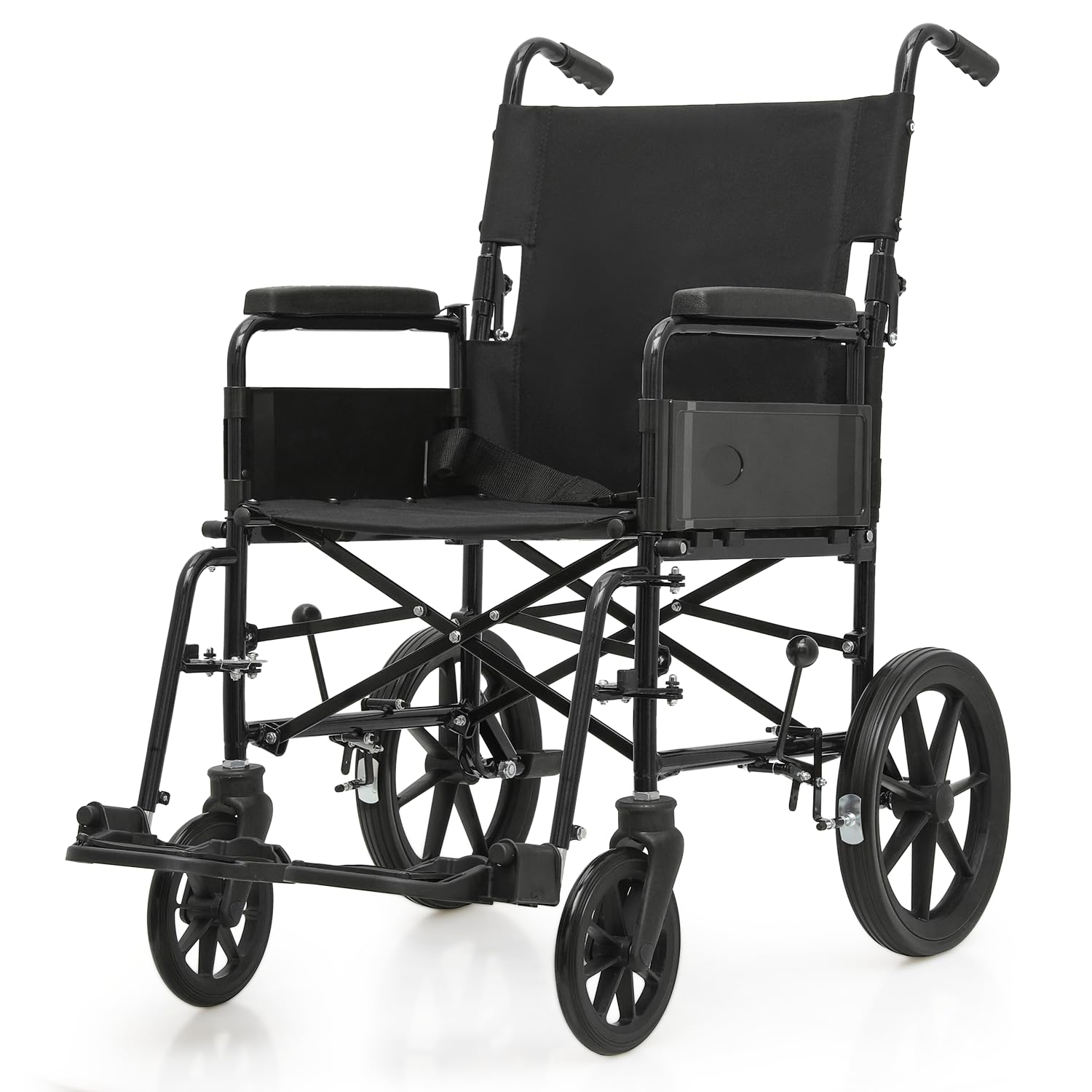 Magshion Foldable Transport Wheelchair for Adults 300 Lbs, Heavy Duty Transport Chair for Seniors, Wheel Chair with Removable Armrests & Swing-Away Footrests, 18