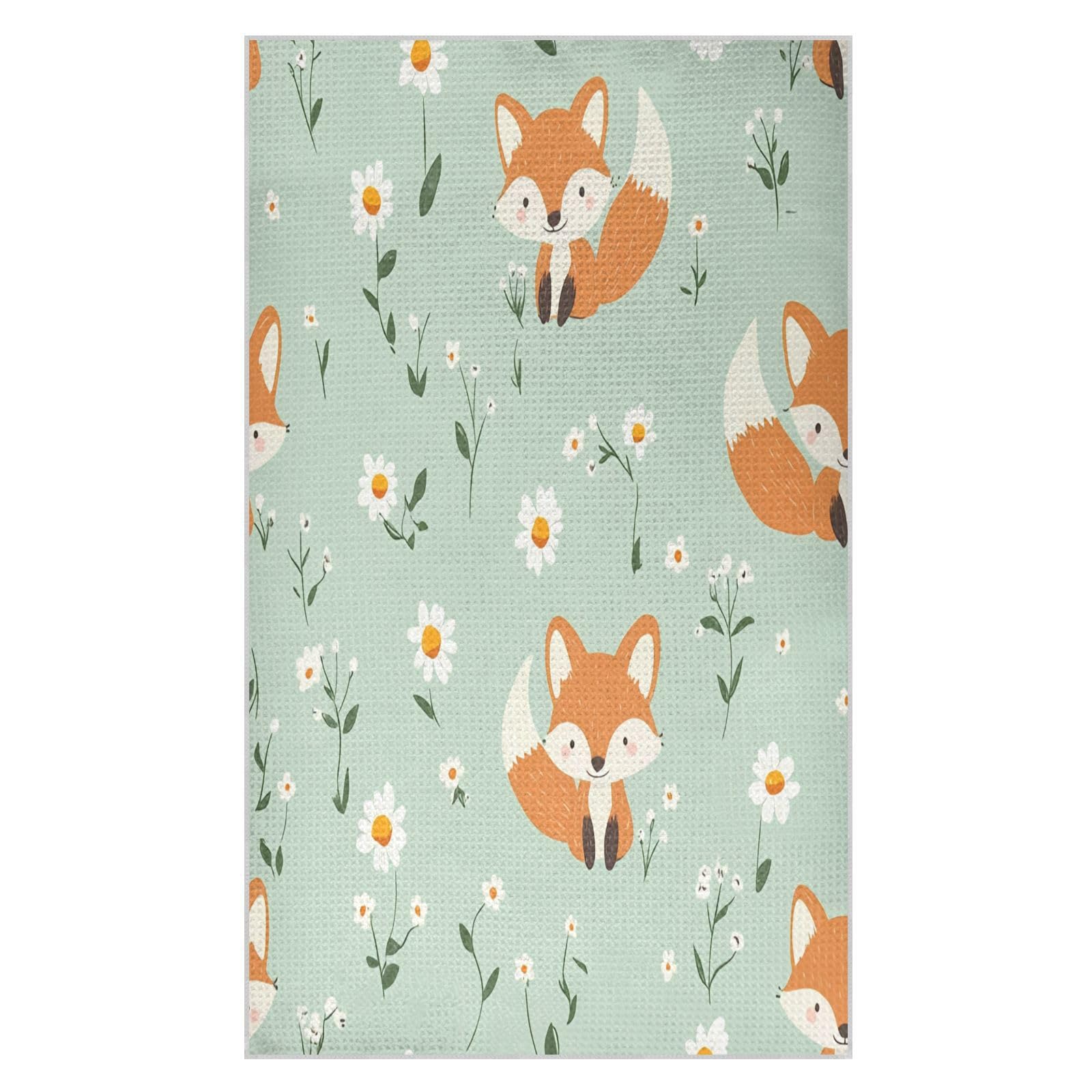 BURSTDDY Cartoon Fox Kitchen Towels,Absorbent Dish Towels 1 Pack