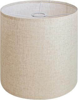 Beige Linen Tall Drum Lampshade, 11" Top x 11" Bottom x 12" High Lamp Shade, Lamp Shade Replacement for Table and Floor Lamps, Pendant Light,Handcrafted Lampshade,Easy Assembly
