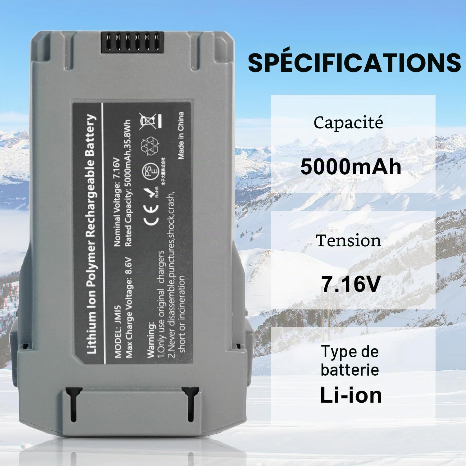 XITAIAN 5000mAh Mini 5 Pro Batterie de Rechange pour DJI Mini 5 Pro Drohne, Batterie de vol Intelligente de Remplacement Haute capacité (7.16V 35.8Wh)