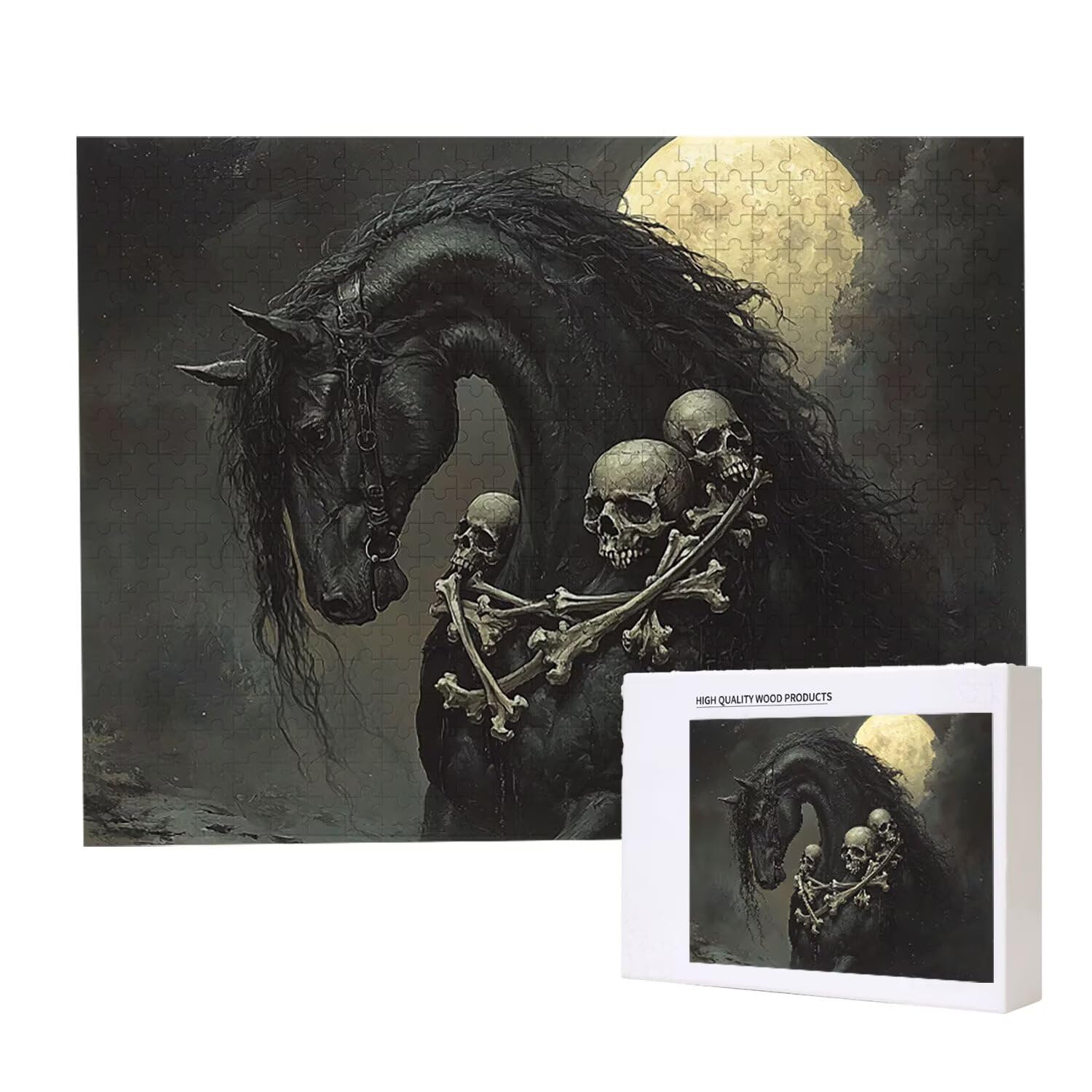 Puzzle 87x57cm, 1500 Pezzi di Puzzle per Adulti, Regalo di Anniversario, Regalo di Natale, Decorazione Della Casa, Prevenzione Della Degenerazione Cerebrale Negli Anziani (Cavallo scheletrico) w-493