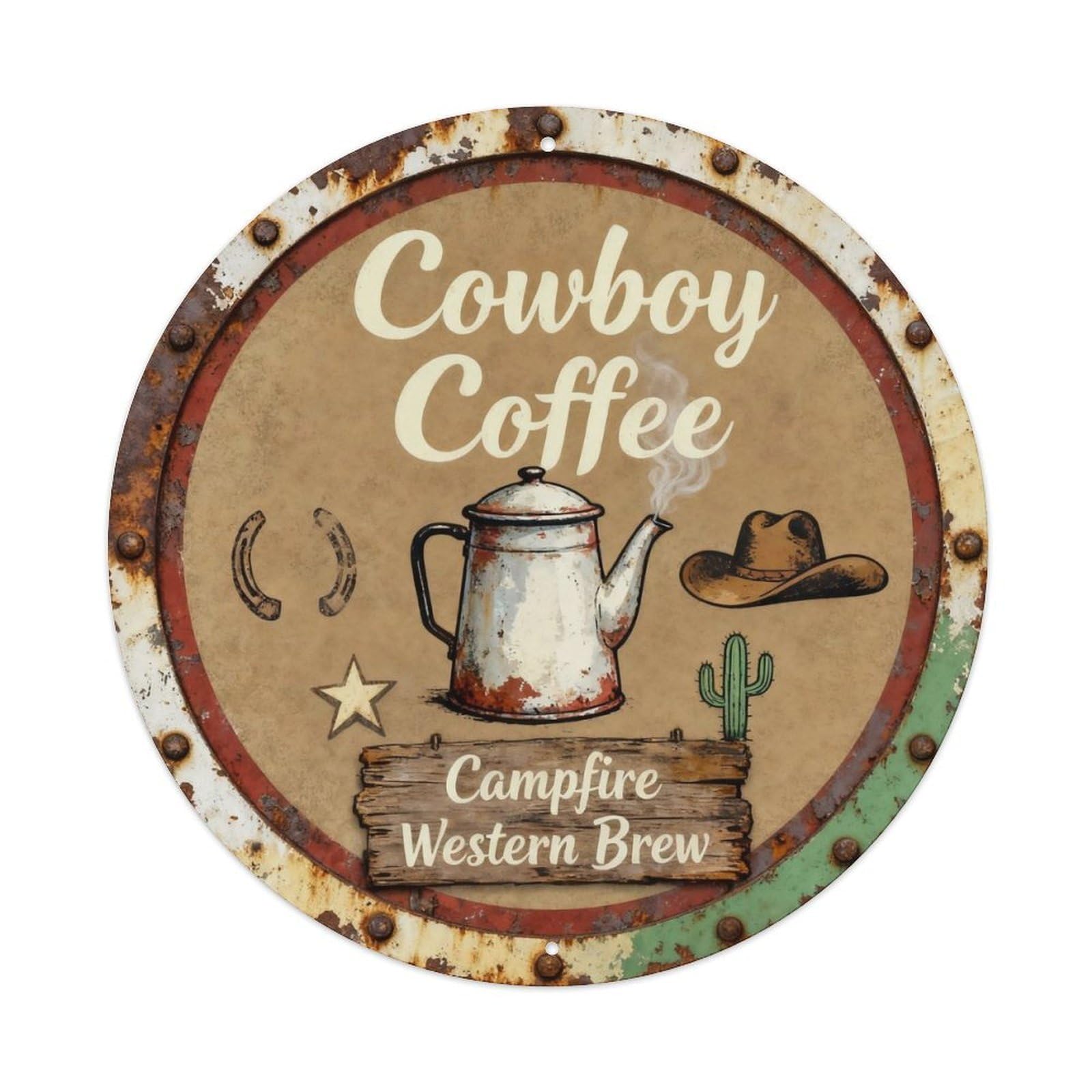 Cowboy Coffee Metal Tin Sign Plaque