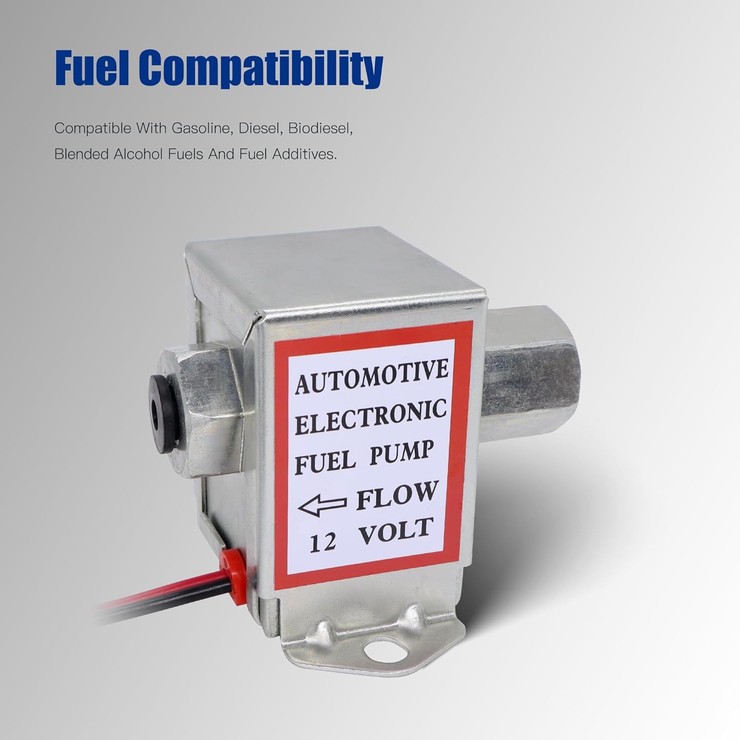 Solid State Fuel Pump Kit Replacement for Facet FEP42SV 12V 1.5-4Psi 25 GPH 12" Min Dry Lift Cube Car Electric Fuel Pump Low Pressure with Clamps/Fittings/Filter