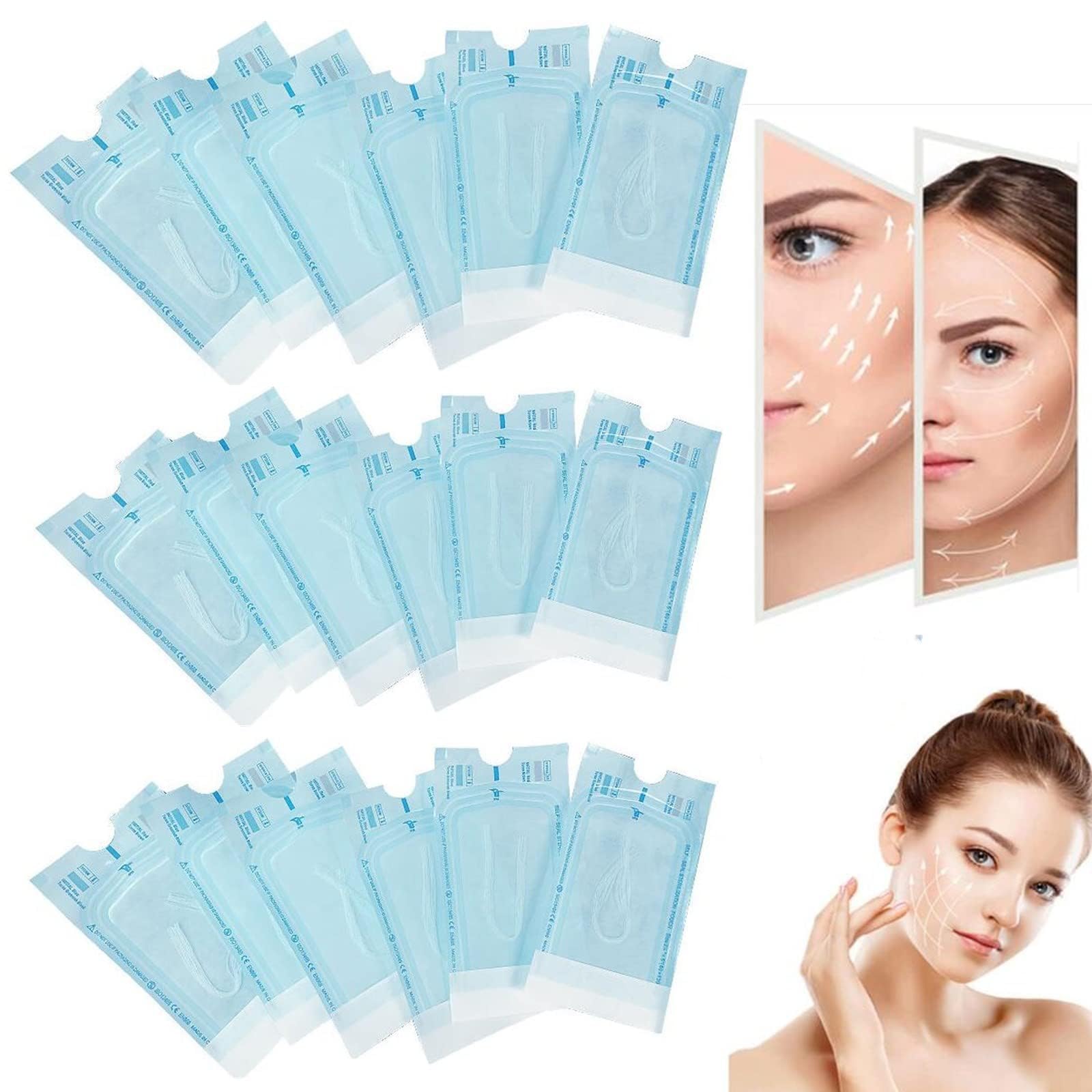 Khazna Soluble Protein Thread Lifting, Instant Face Protein Thread, Absorbable Collagen Thread for Face Lift, Reduce Fine Lines Wrinkle, Anti-Aging Wrinkle Firming Lifting Skin Care (18 Pcs)