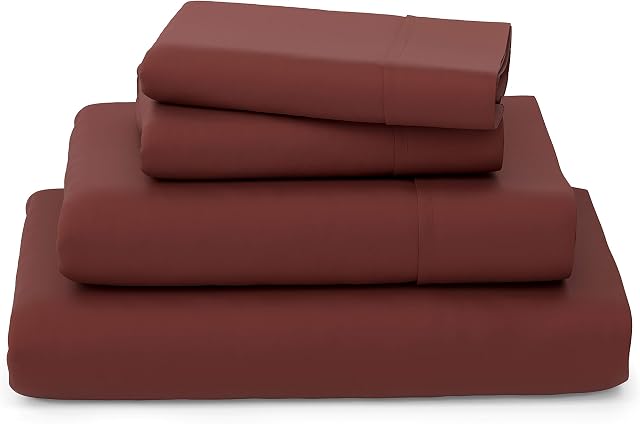 Cosy House Collection Luxury Bamboo Sheets - 4 Piece Bedding Set - Bamboo Viscose Blend - Soft, Breathable, Deep Pocket - 1 Duvet Cover, 1 Fitted Sheet, 2 Pillow Cases - Super King, Burgundy