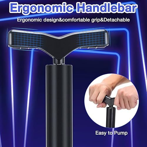 Miniatura 5 de Riakrum 4 unidades de bomba de aire portátil de alta presión para bicicleta de 120 psi, bomba de piso de bicicleta multifunción Mini bomba de pie de