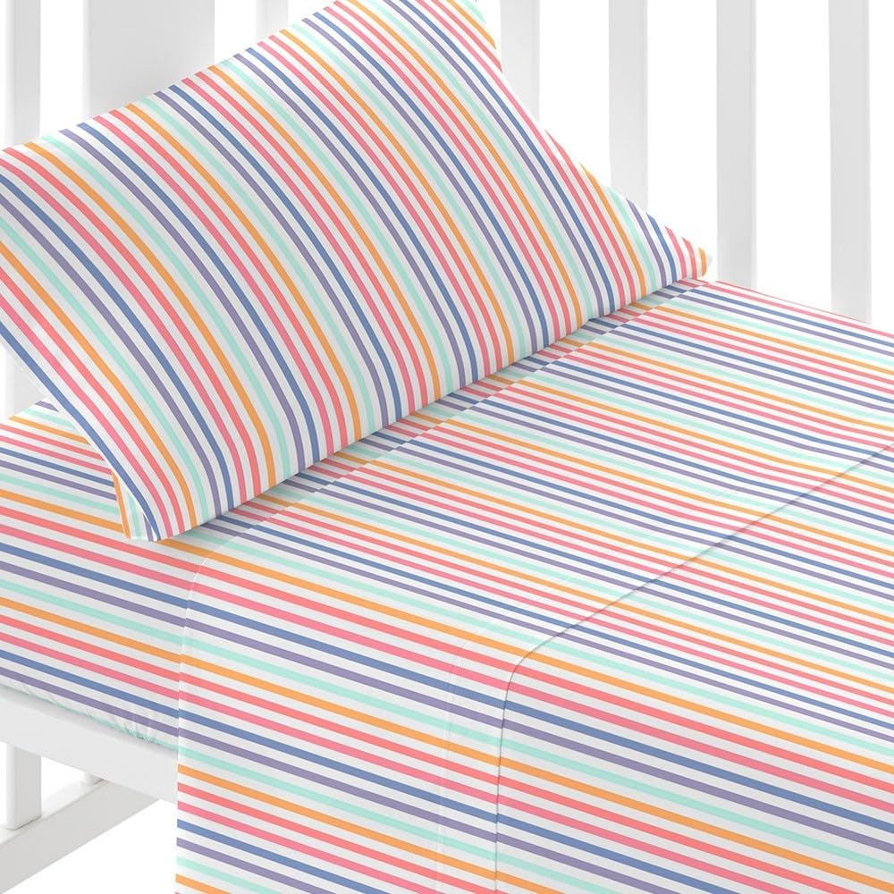 TRAMAS+ Set di Lenzuola per Culla e Miniculla, Lenzuola 100% Cotone Super Morbido per Bebè, Tessili per Cameretta 3 Pezzi con Disegni Allegri - 60x120cm, Julie - 3