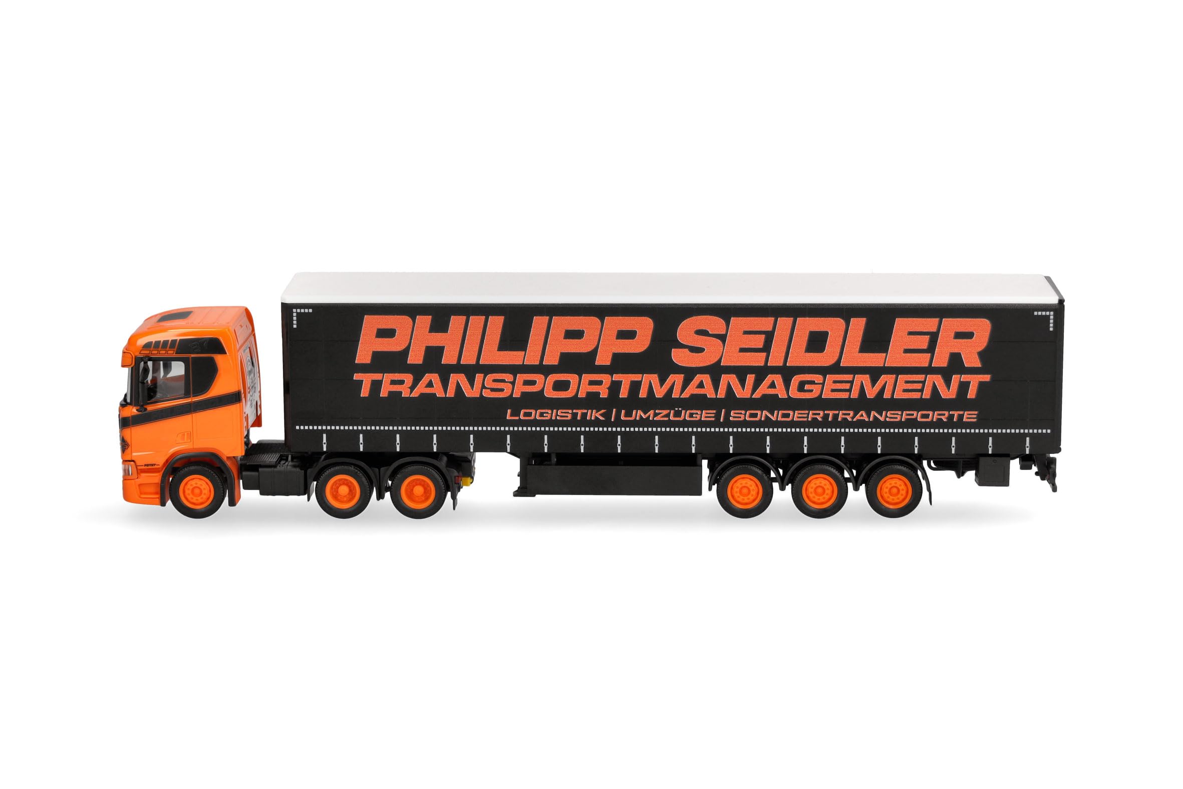 Herpa camion in miniatura Scania CR 20 ND semirimorchio telonato “Philipp Seidler”, miniatura in scala 1:87, pezzo da collezione, Made in Germany, plastica - 4