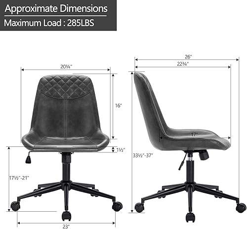 Miniatura 10 de Duhome - Silla de oficina moderna de piel sintética, silla giratoria para computadora, color marrón oscuro