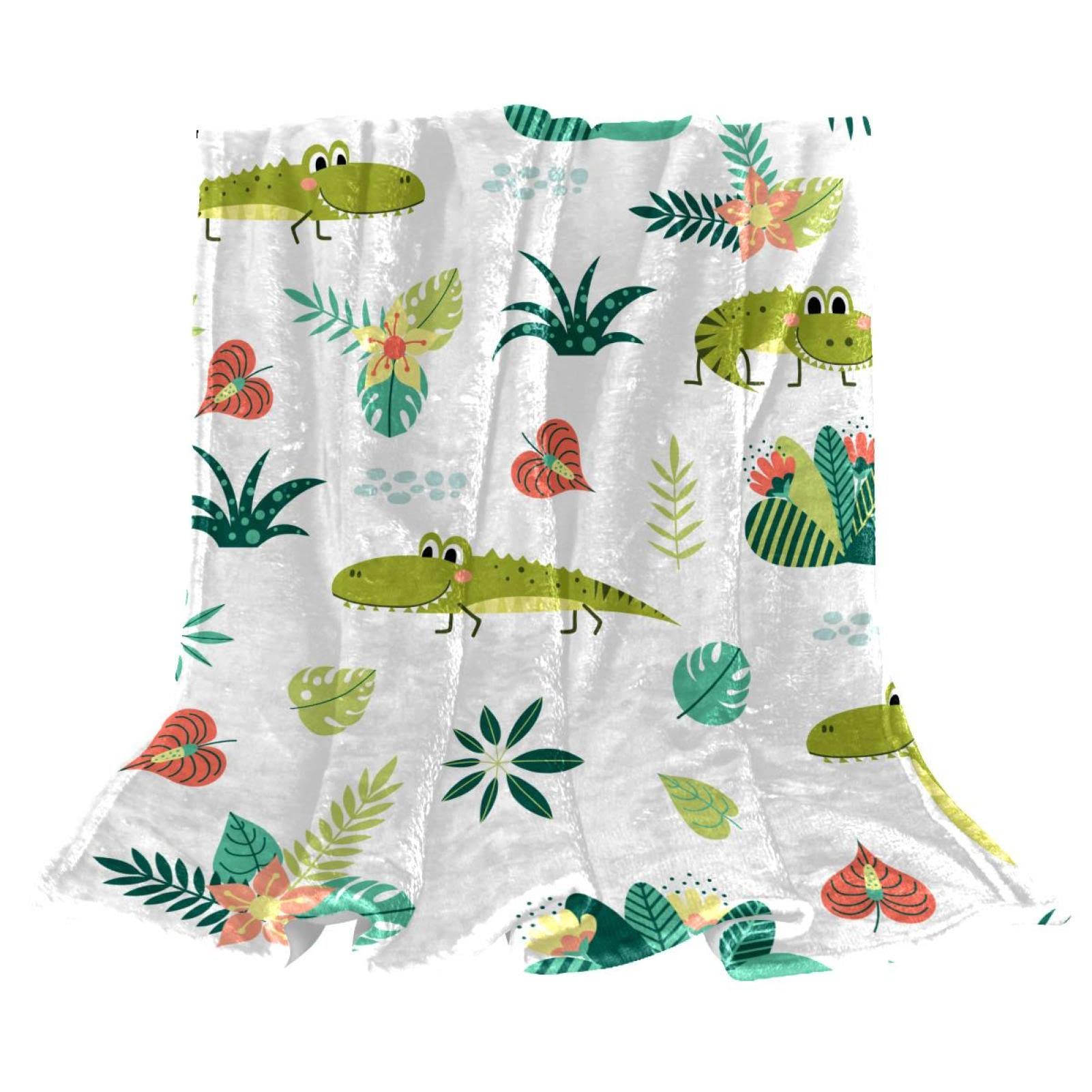 Couverture polaire de literie en microfibre douce motif crocodile imprimé