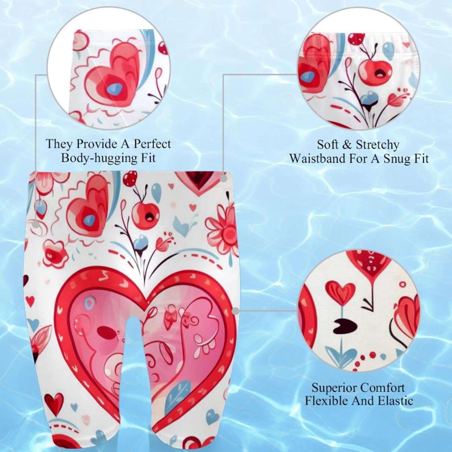 Valentine's Day Men's Swim Jammers for Training, Swim Shorts for Boy Dry Quick Youth Boys Jammer Swimwear
