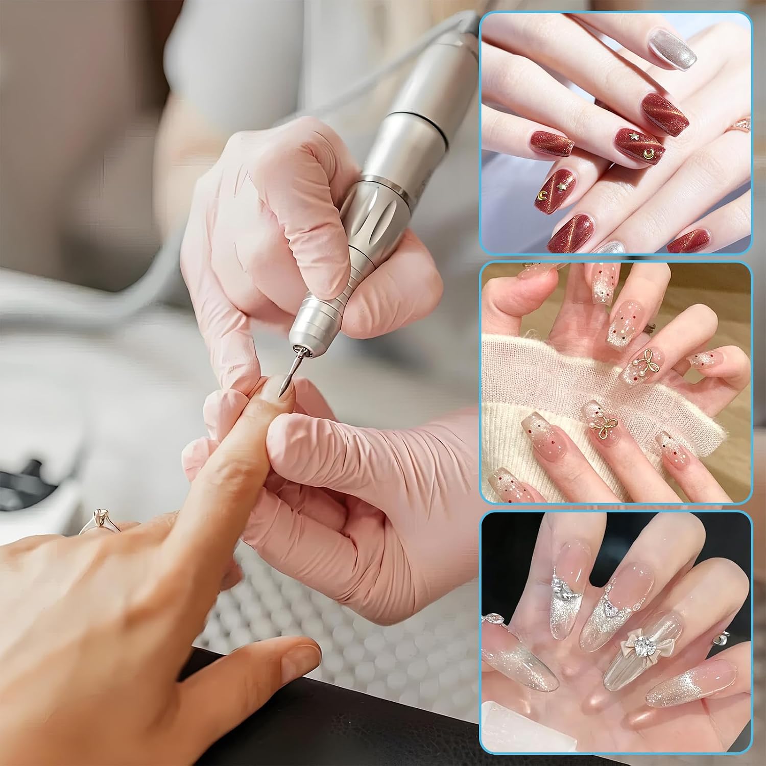 20Pcs Cuticle Nail Drill Pedicure Care Bits, Professional Safety Diamond Cuticle Nail Drill Bits Tool for Electric Manicure & Pedicure Good Quality Moderate Size (Red & Blue)