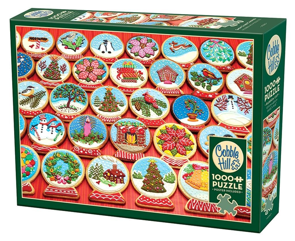 Cobble Hill 1000 Piece Puzzle - Snow Globe Cookies - Sample Poster Included