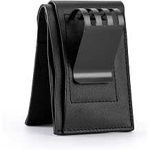 Mens Compact Wallet Genuine Leather Card Holder with Money Clip Minimalist Slim Small Front Pocket WalletExtra Large Clip Black