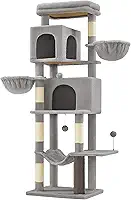 Feandrea Árvore para Gatos Grande, Torre de 174 cm, Condomínio Multi-Níveis com 2 Tocas, 2 Cestos, 5 Postes Arranhadores, Escova de Autoescovação, Poleiro, Rede, Cinza Pomba BRPCT182G01V1