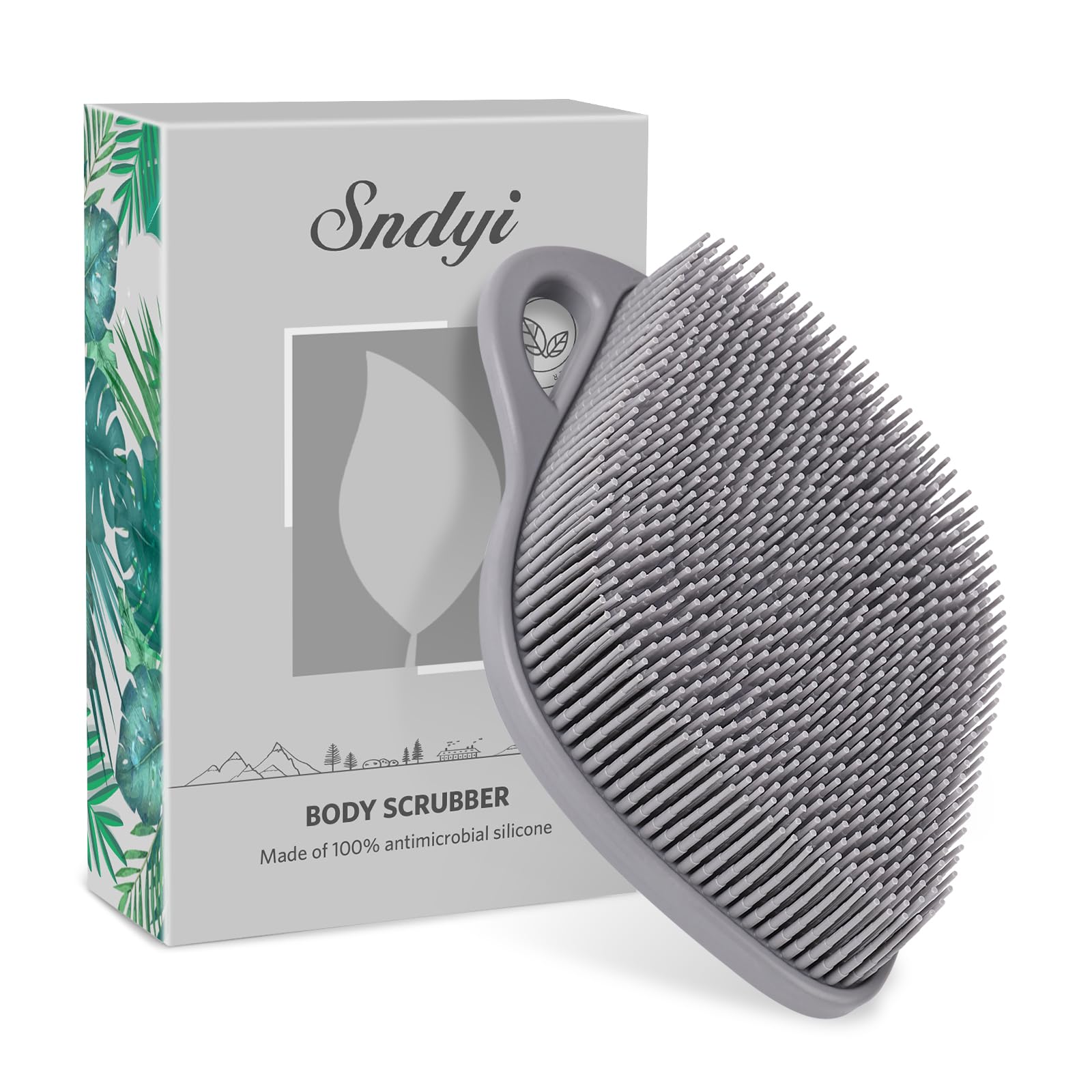 Sndyi ボディブラシ シリコン 体洗い 抗菌 シャワーブラシ カビが生えにくい 角質除去ブラシ 毛穴洗浄 ボディスクラバー シリコン 柔らかい 泡立ちやすい ボディブラシ 柄なし シリカゲルボディブラシ お手入れ簡単 ツルツル肌 お風呂用 長持ち グレー