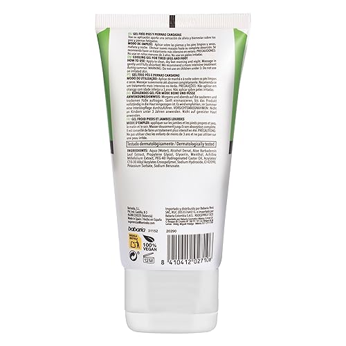 Miniatura 6 de Babaria Gel refrescante para piernas y pies - Efecto calmante y suavizante - Proporciona propiedades regeneradoras y calmantes - Infundido con