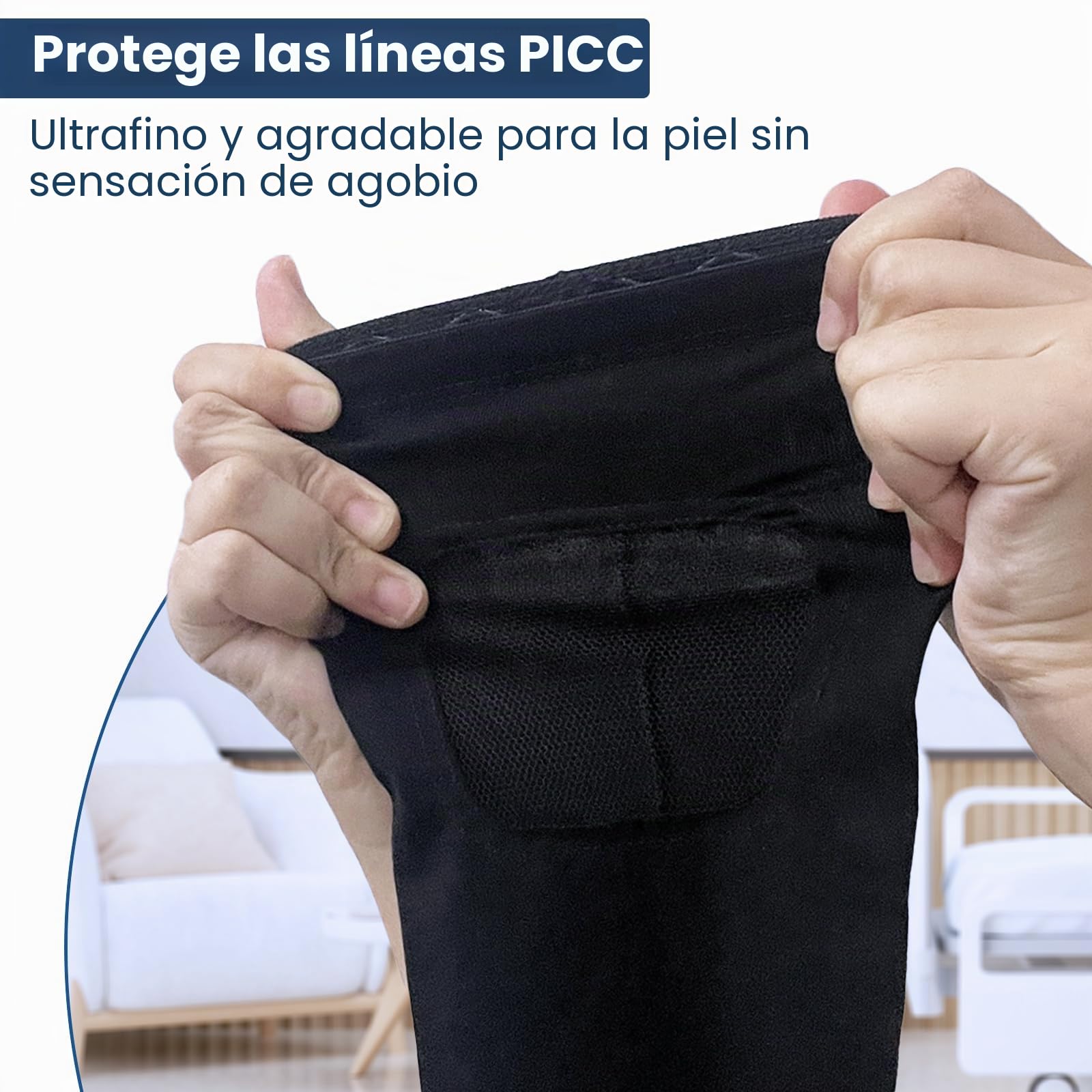 EDWERD Cubierta de línea PICC con ventana de malla - Manga de brazo para brazo superior o inferior, junta antideslizante de silicona, cómodo IV y protector fundido, 1 PC (Black-XL)