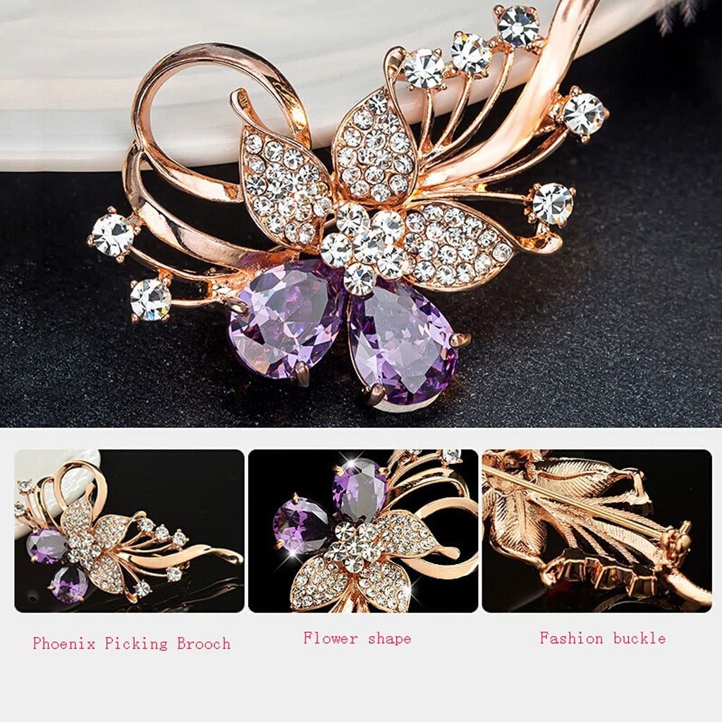 Red Enamel Sparrow Brooch - Animal Chest Flower Pin For Suit Jackets