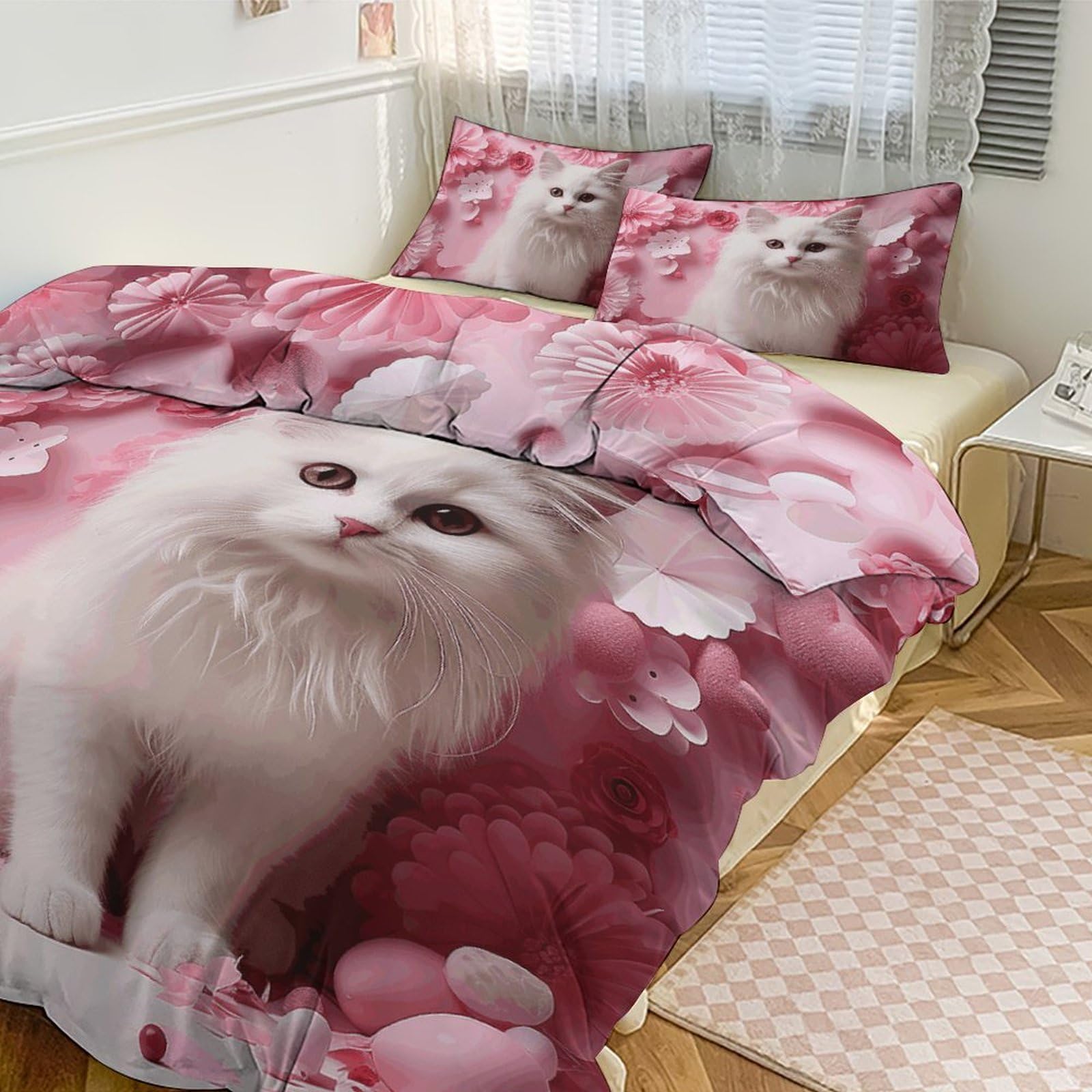 Parure housse de couette grand lit chat pour une chambre cocooning et cosy