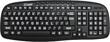EZ See Large Print Keyboard-Black Keys-White Print