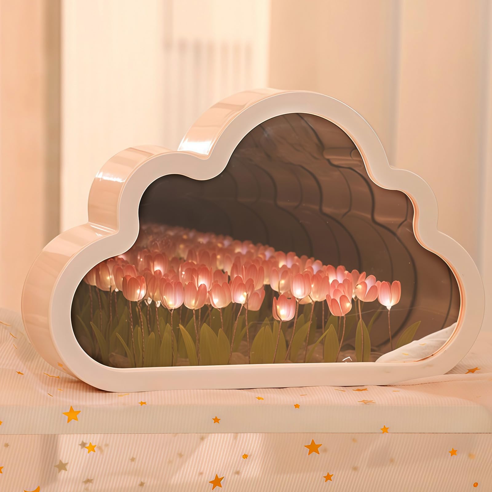 AWSOLAR Cloud Tulip Lamp, Cute Lamp, Flower Night Light Gifts for Girlfriend, Mom, Lovers, Friends