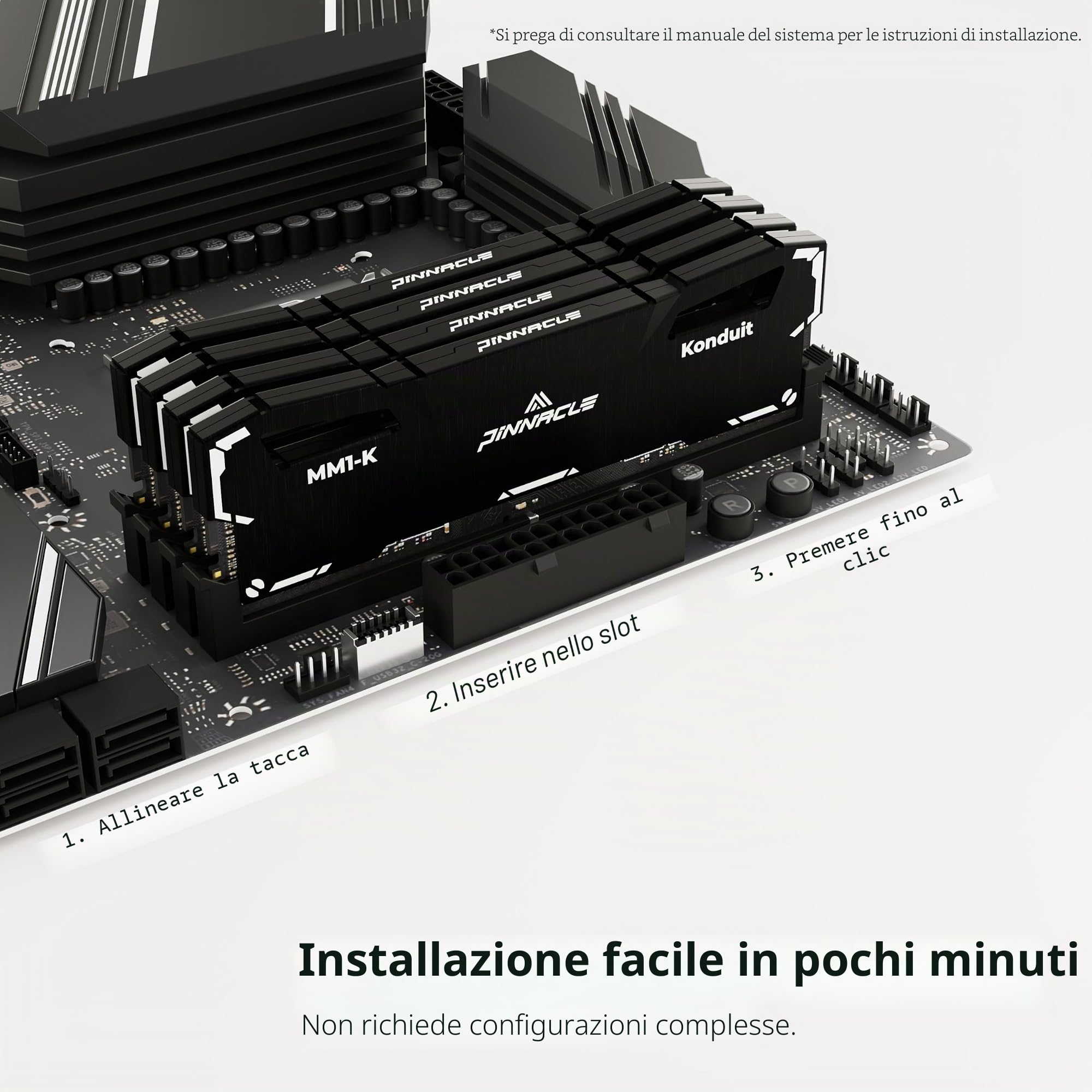 Timetec, Modulo di memoria RAM per PC da gioco desktop compatibile con AMD e Intel, KIT Pinnacle Konduit 16GB (2x8GB) DDR4 3200MHz PC4-25600 CL16-18-18-38 XMP2.0 Overclocking 1.35V Nero