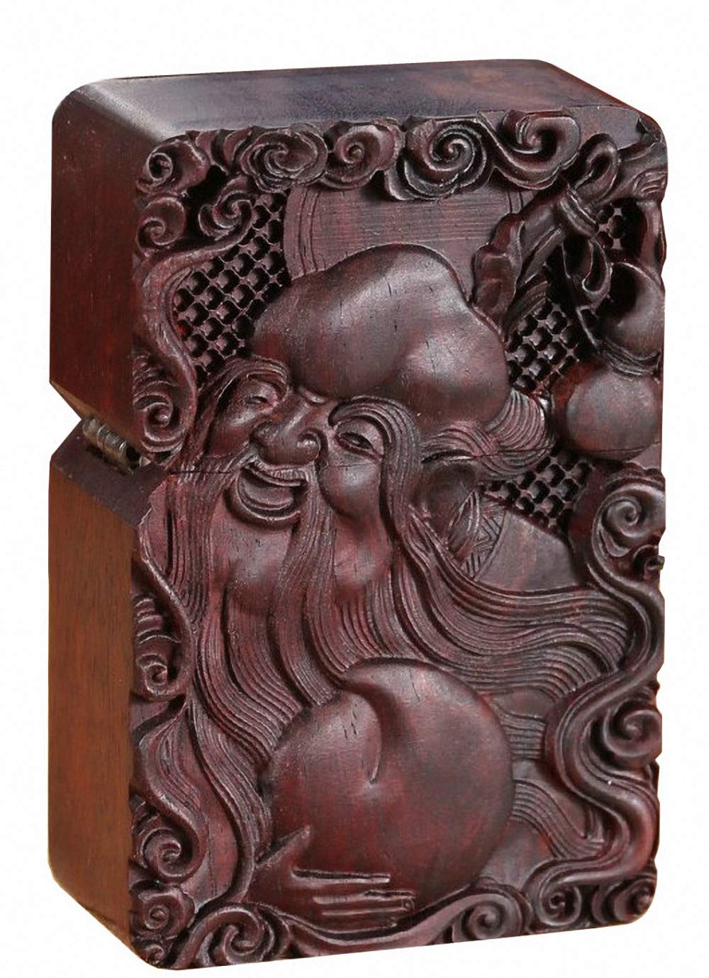 Natural Huanghuali Rosewood Carving Lighter Outer Casing for Zippo Module (Longevity God)