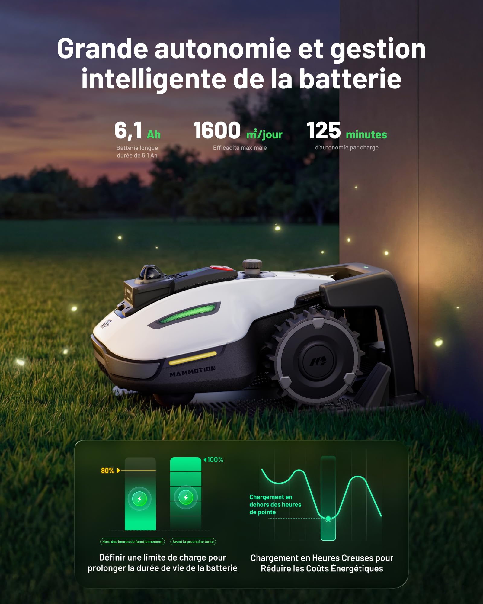 MAMMOTION YUKA Mini 2 1000 Robot Tondeuse avec Mini Garage