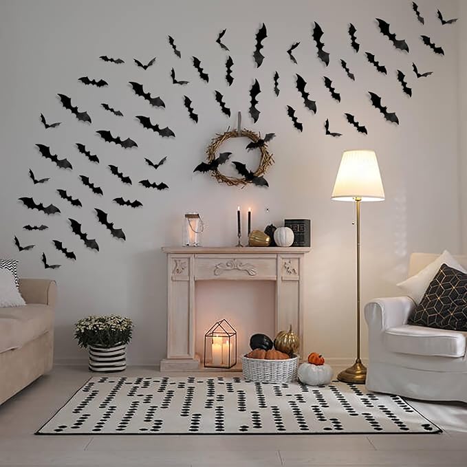 DIYASY Bats Wall Decor 120 Pcs 3D Bat Halloween Decoration Stickers