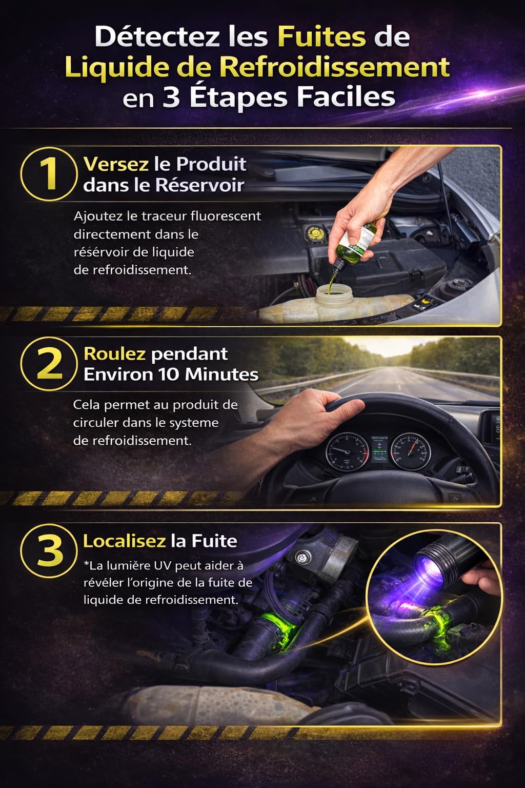 Détecteur de fuite DOSIDIAG - Fluorescéine haute concentration - Recherche fuite piscine SPA plomberie toiture voiture